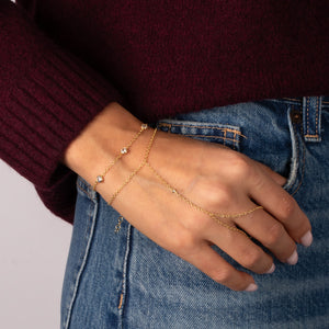 CZ Mini Bezel Hand Chain - Adina Eden's Jewels