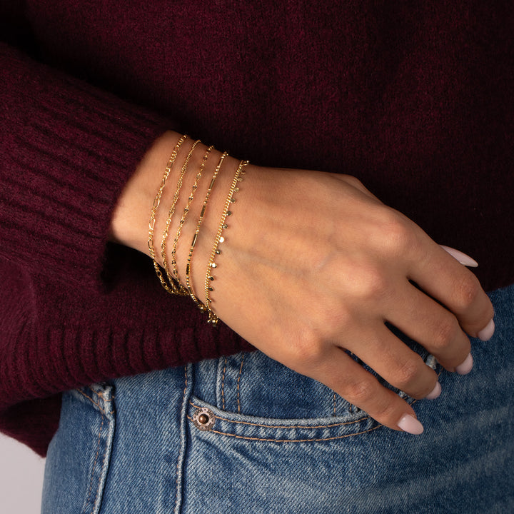 Solid Dangling Discs Cuban Link Bracelet