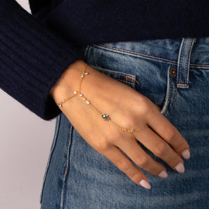 CZ Hamsa Bezel Hand Chain Bracelet - Adina Eden's Jewels