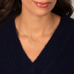 Diamond Round X Baguette Open Star Of David Necklace 14K - Adina Eden's Jewels