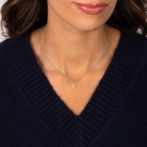 Colored Beaded Enamel Star Of David Necklace - Adina Eden's Jewels