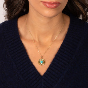 Round Turquoise Stone Coin Necklace - Adina Eden's Jewels