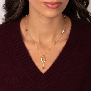 Pave Mariner Charm Pendant Lariat Necklace - Adina Eden's Jewels