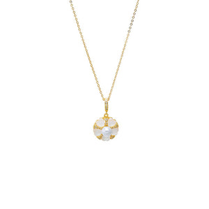 Mother of Pearl Mother of Pearl Clover Medallion Pendant Necklace - Adina Eden's Jewels