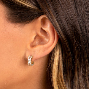  Mini CZ Baguette Hoop Earring - Adina Eden's Jewels