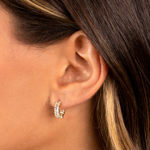  Mini CZ Thin Princess Cut Hoop Earring - Adina Eden's Jewels