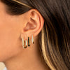  Triple Solid/Pave Paperclip Huggie Earring Combo Set - Adina Eden's Jewels