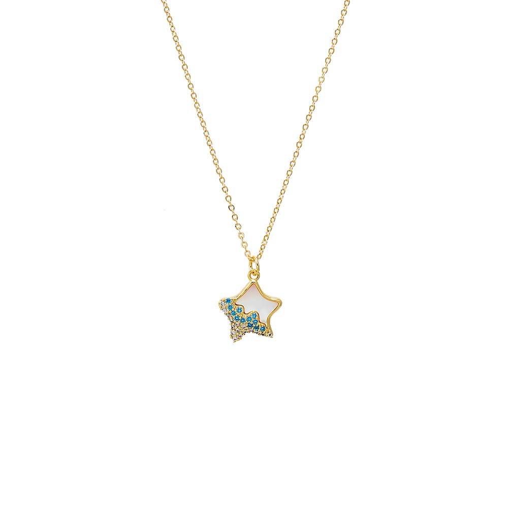 Mother of Pearl Pavé Multi Color Star & Mother of Pearl Pendant Necklace - Adina Eden's Jewels