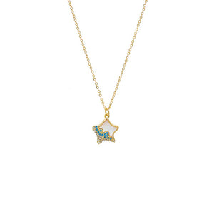 Mother of Pearl Pavé Multi Color Star & Mother of Pearl Pendant Necklace - Adina Eden's Jewels