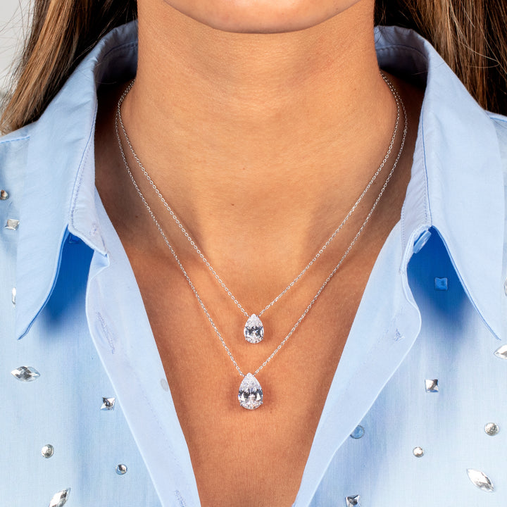  CZ Pear Shape Pendant Necklace - Adina Eden's Jewels