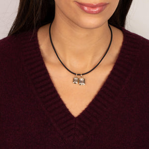 Lab Grown Diamond Emerald Bezel Leather Chain Necklace 14K - Adina Eden's Jewels