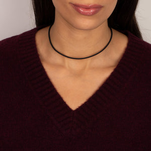 Black Leather Rope Chain Choker Necklace 14K - Adina Eden's Jewels