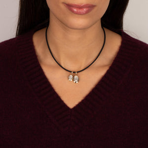 Lab Grown Diamond Oval Bezel Leather Chain Necklace 14K - Adina Eden's Jewels