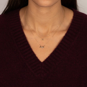 Solid Flat Uppercase Initial Necklace 14K