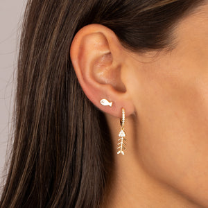 Pavé Fishbone Huggie Earring - Adina Eden's Jewels