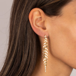 Colored Fishbone Long Drop Stud Earring - Adina Eden's Jewels