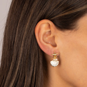 Nautical Pearl Accent Drop Stud Earring - Adina Eden's Jewels