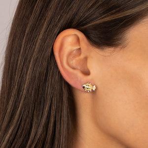 CZ Fish Stud Earring - Adina Eden's Jewels