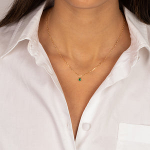 Emerald Pear Pendant Necklace 14K