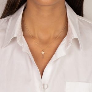 Diamond Pave Martini Glass Charm Necklace 14K