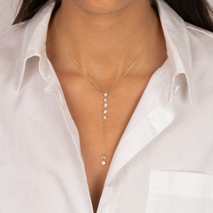 Lab Grown Diamond Vertical Drop Lariat Necklace 14K