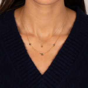 Mini CZ Bezel Jewish Charm Necklace