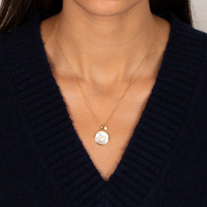 MOP Evil Eye Disc Pendant Necklace