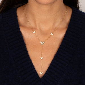 Pavé Butterfly Lariat Necklace