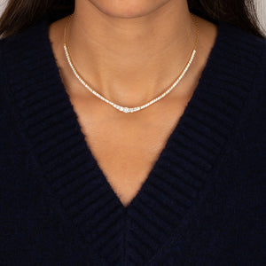 CZ Half Graduated Tennis Necklace