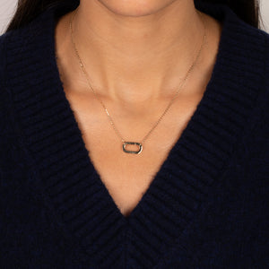 Chunky Paperclip Toggle Charm Necklace 14K