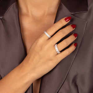 CZ Baguette X Round Illusion Eternity Band Ring