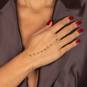 Emerald Green Bezel Station Hand Chain