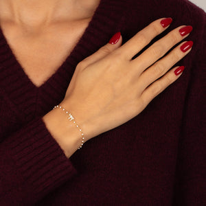 Chai White Enamel Beaded Bracelet