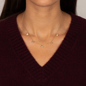 Diamond Dangling Bezel Necklace 14K