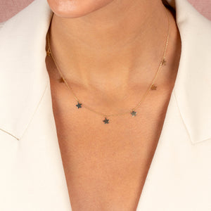  Solid Mini Dangling Stars Necklace 14K - Adina Eden's Jewels