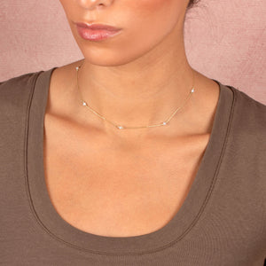  Mini Pearl Embedded Chain Choker Necklace 14K - Adina Eden's Jewels