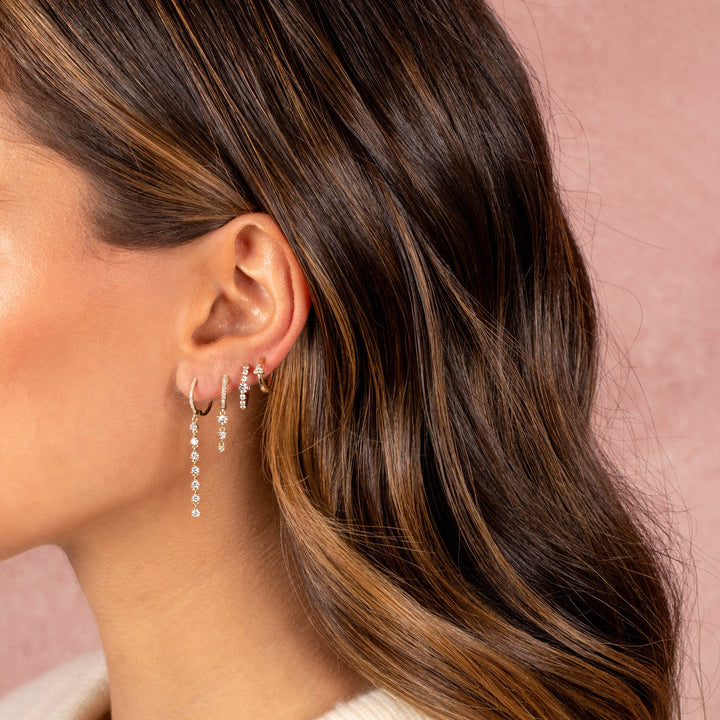  Diamond Dangling Drop Huggie Earring 14K - Adina Eden's Jewels