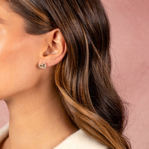  Mini Diamond Pave Ridged Heart Stud Earring 14K - Adina Eden's Jewels