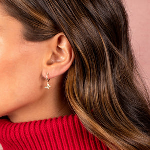  Diamond Pave Dangling Butterfly Huggie Earring 14K - Adina Eden's Jewels