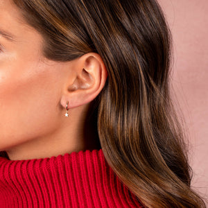  Mini Dangling Diamond Star Huggie Earring 14K - Adina Eden's Jewels