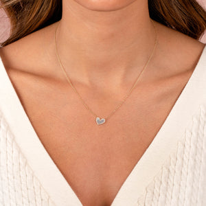  Diamond Pave Stone Heart Necklace 14K - Adina Eden's Jewels