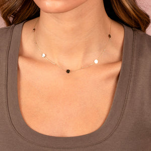  Solid Embedded Discs Beaded Chain Necklace 14K - Adina Eden's Jewels