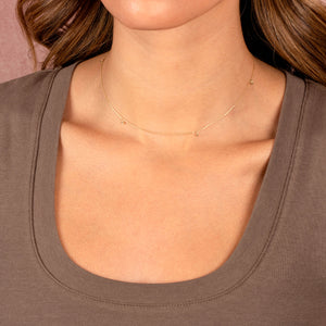  Dainty Dangling Beaded Choker Necklace 14K - Adina Eden's Jewels