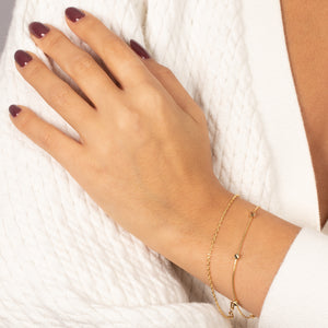  Mini Cube Accented Box Chain Bracelet 14K - Adina Eden's Jewels