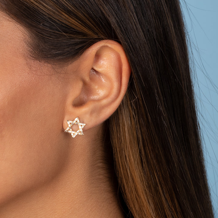  Baguette Star Of David Stud Earring - Adina Eden's Jewels