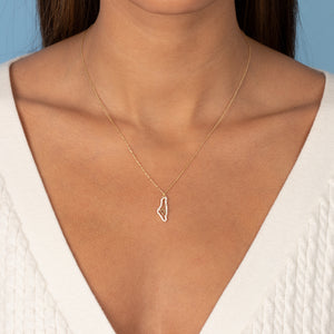  Pave Israeli Map Cut Out Pendant Necklace - Adina Eden's Jewels
