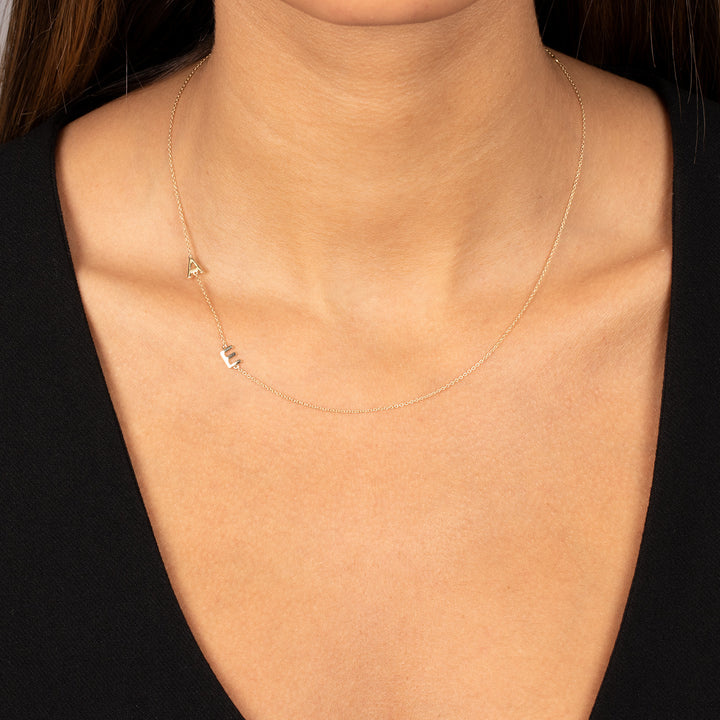  Solid Double Initial Necklace 14K - Adina Eden's Jewels