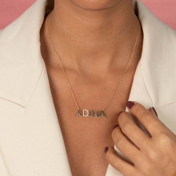  Pave Accented Nameplate Necklace - Adina Eden's Jewels
