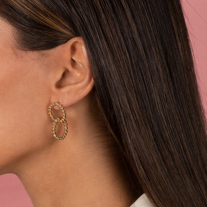  Small Beaded Double Circle Drop Stud Earring - Adina Eden's Jewels