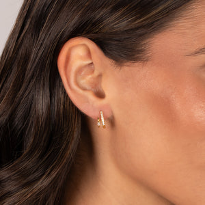 CZ Baguette Double Wrap Huggie Earring